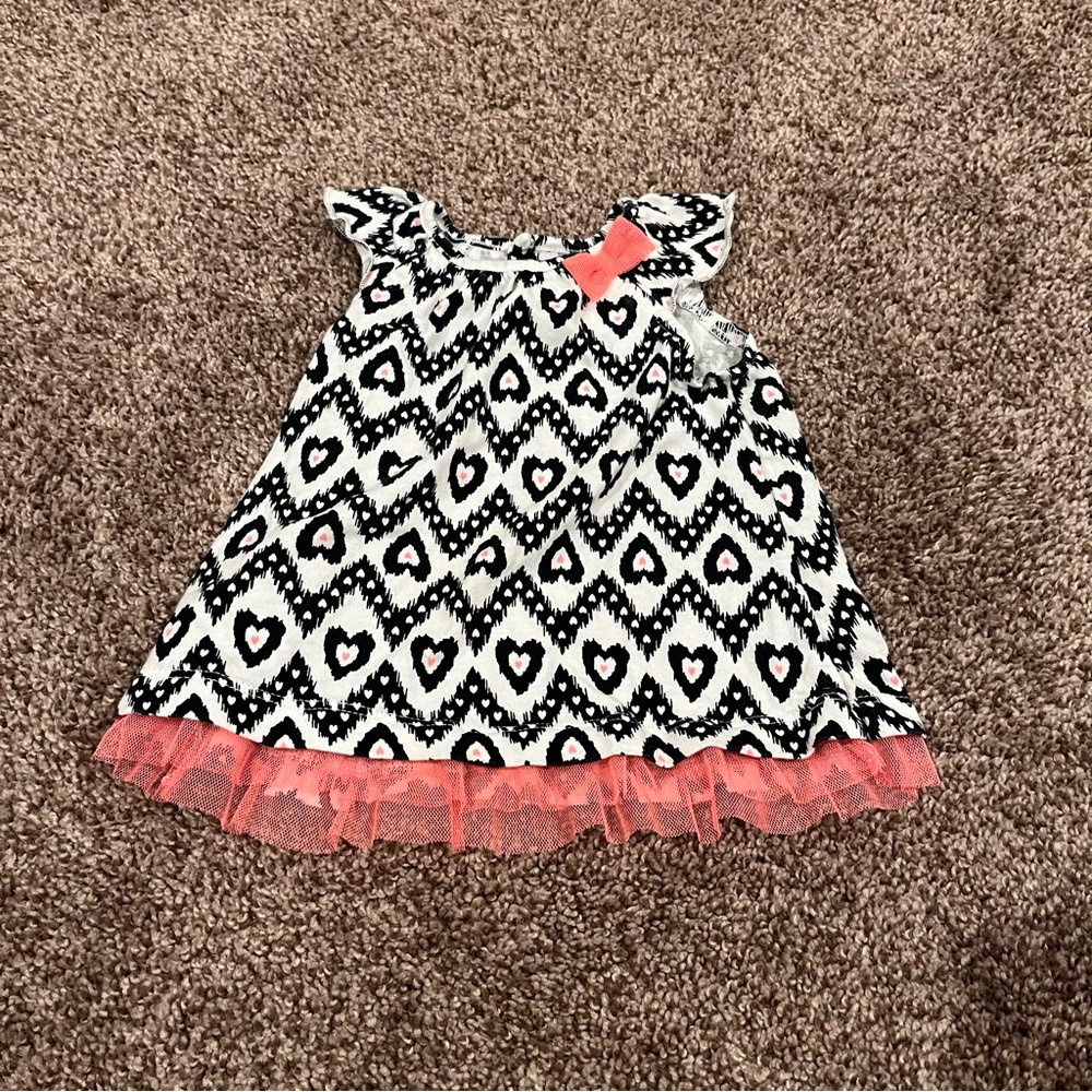 Black, White, and Pink Carter’s Tank Top with Chevron and Heart Design